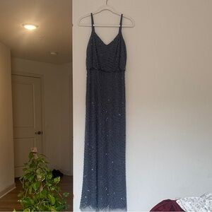 Adrianna Papell Navy Sequin Maxi Dress